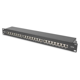 Digitus Patchpanel 1HE RJ-45, 24 Puertos Cat6a Apantallado (Categoría EA) para Montaje en Rack 1U, Color Negro