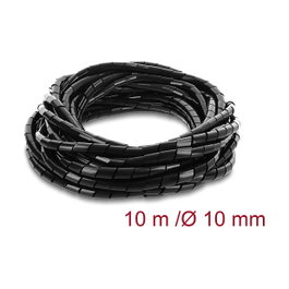 DeLOCK Manguera espiral de 10 mm de diámetro, 10 m, negro