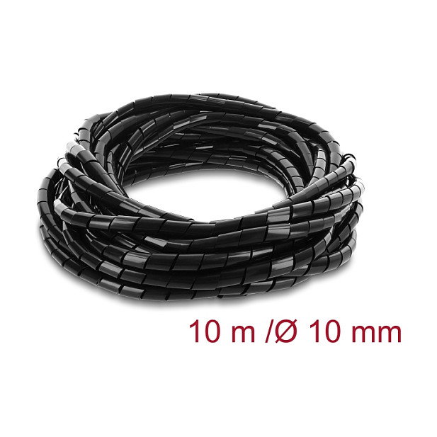 DeLOCK Manguera espiral de 10 mm de diámetro, 10 m, negro DeLOCK Manguera espiral de 10 mm de diámetro, 10 m, negro