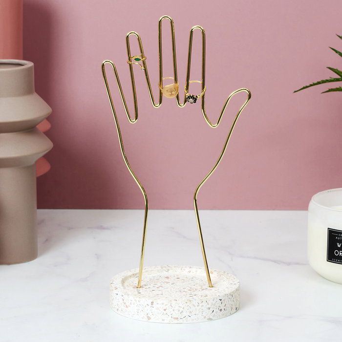 Home Deco Factory Porta Joyas Mano Colección Pour Elle Metal