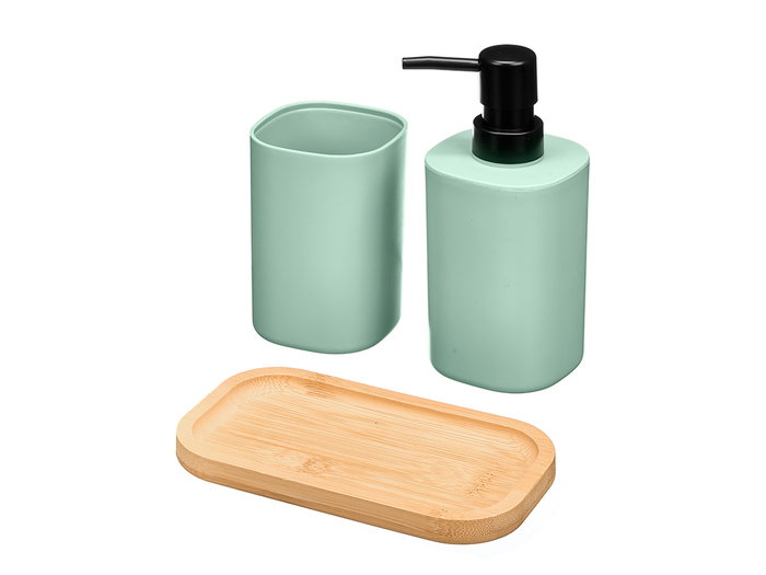 Berilo Set Dosificador Vaso Base Bambu Verde 16x17x8cm (Set de 12)