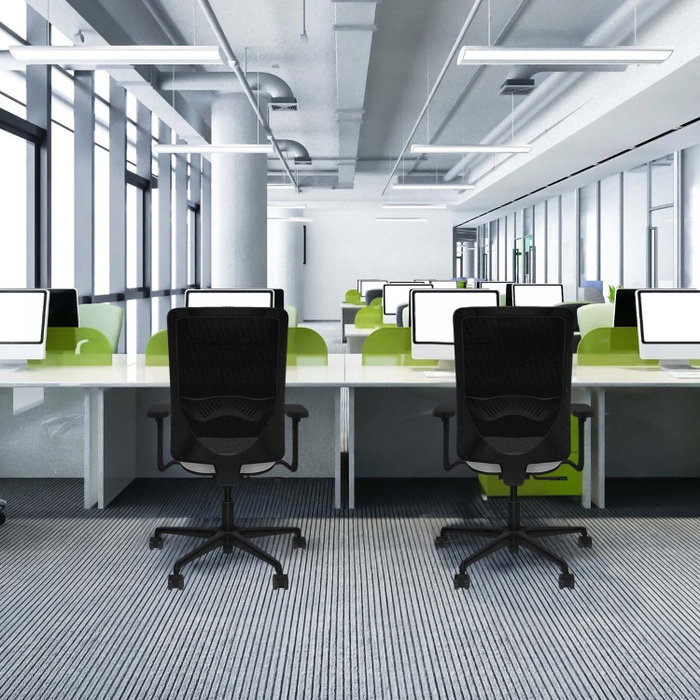 PIQUERAS Y CRESPO Silla de oficina Zulema con mecanismo Sincro, Tela Lila y Malla Blanca PIQUERAS Y CRESPO Silla de oficina Zulema con mecanismo Sincro, Tela Lila y Malla Blanca