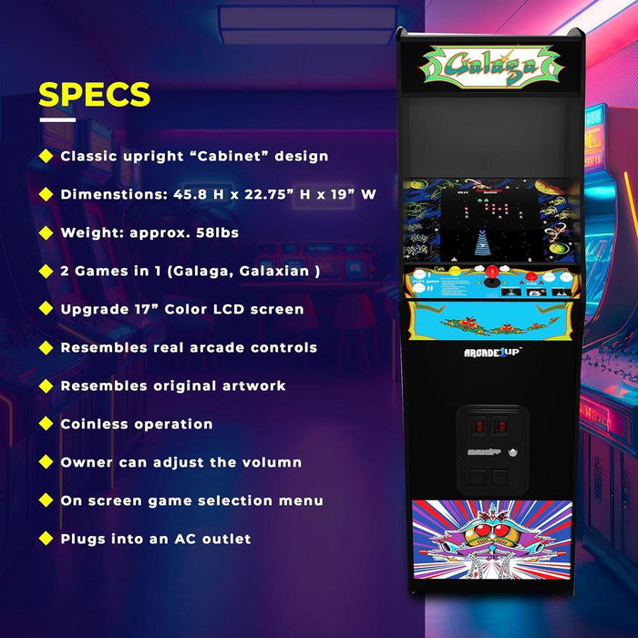 Arcade1up Máquina Arcade Galaga Deluxe 001045913000019 con Galaga, Pac-Man, Galaxian y otros juegos clásicos retro