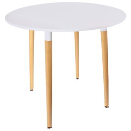 Home Deco Factory Mesa Redonda Essentiel Blanca Madera Metal Polipropileno ø76 cm