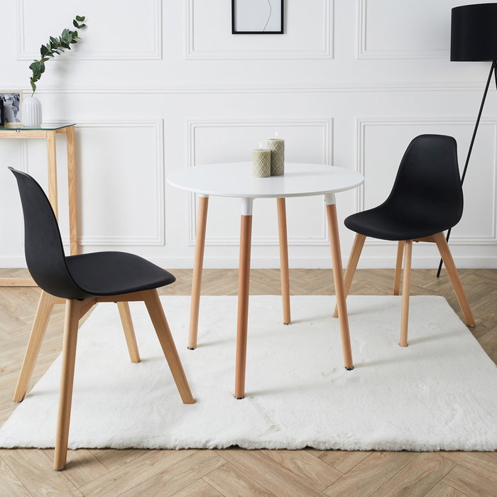 Home Deco Factory Mesa Redonda Essentiel Blanca Madera Metal Polipropileno ø76 cm