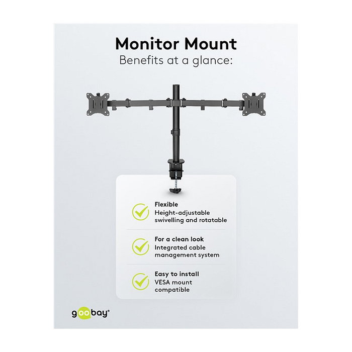 Goobay Monitor-Halterung Dual Flex negro