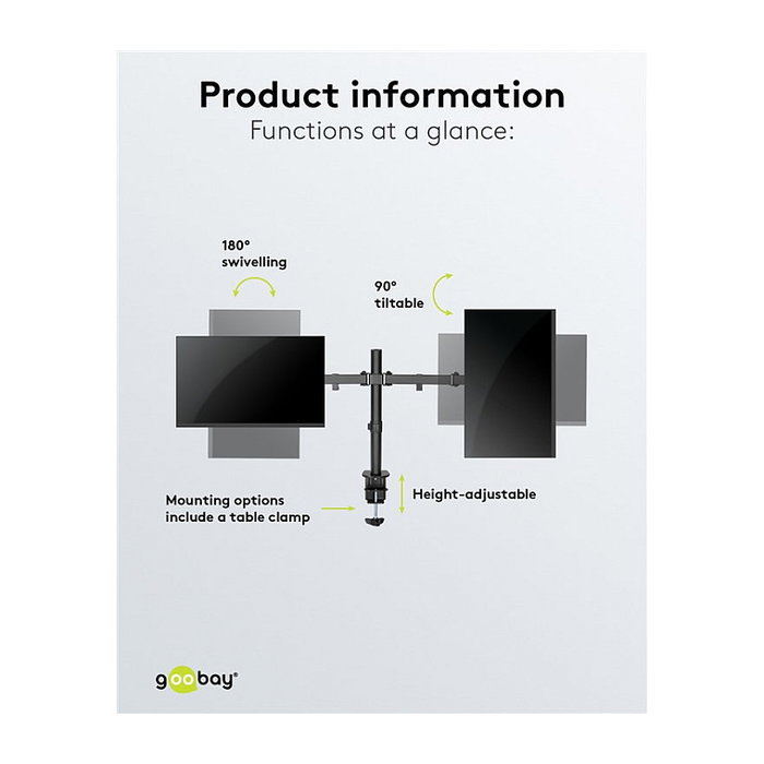 Goobay Monitor-Halterung Dual Flex negro