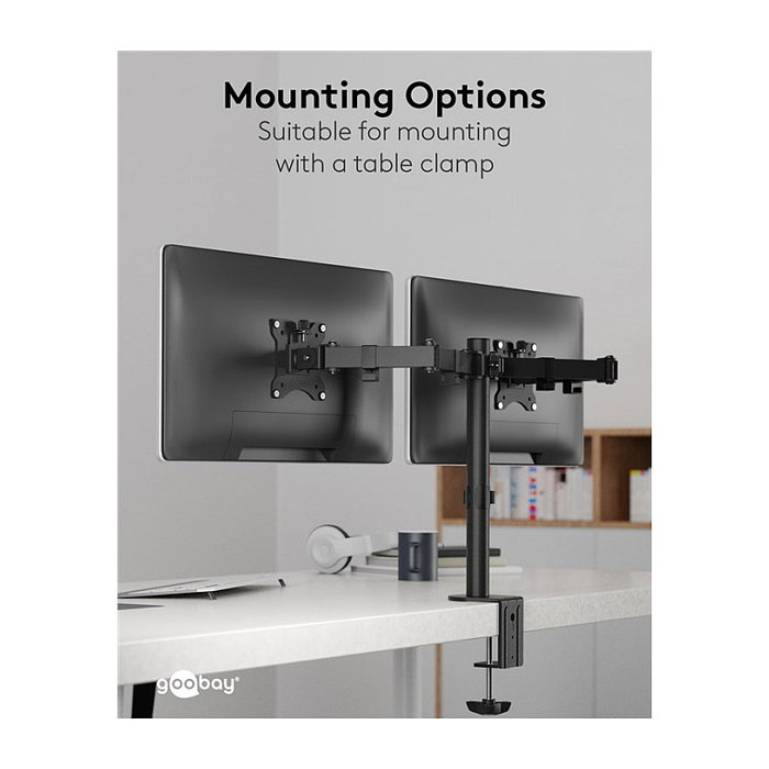 Goobay Monitor-Halterung Dual Flex negro