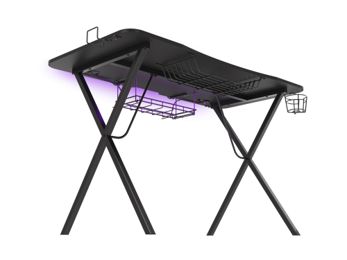 GENESIS Holm 300 RGB Escritorio Gaming Negro 1200x600x750 mm con Carga Inalámbrica y Hub USB