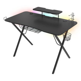 GENESIS Holm 300 RGB Escritorio Gaming Negro 1200x600x750 mm con Carga Inalámbrica y Hub USB