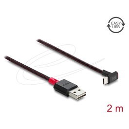 DeLOCK EASY-USB 2.0 Cable USB Tipo-A a USB Tipo-C™ Angulado 2 m Negro/Rojo