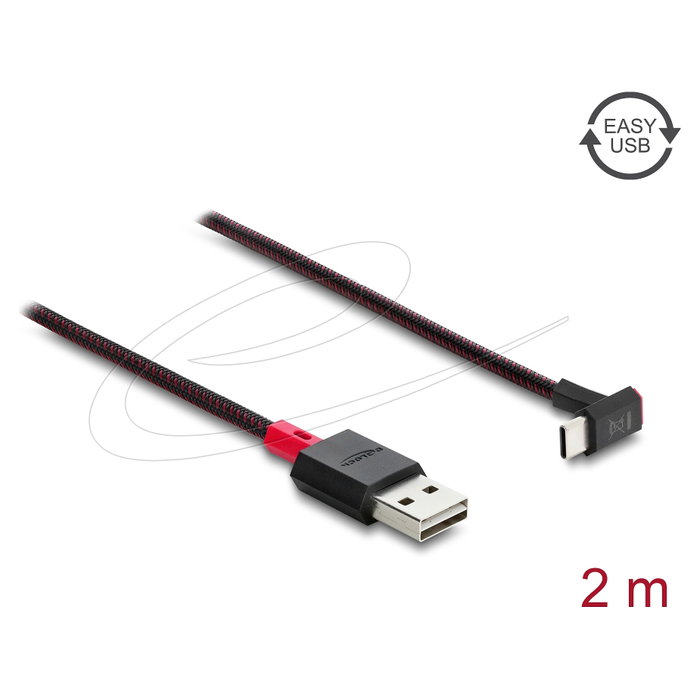 DeLOCK EASY-USB 2.0 Cable USB Tipo-A a USB Tipo-C™ Angulado 2 m Negro/Rojo DeLOCK EASY-USB 2.0 Cable USB Tipo-A a USB Tipo-C™ Angulado 2 m Negro/Rojo