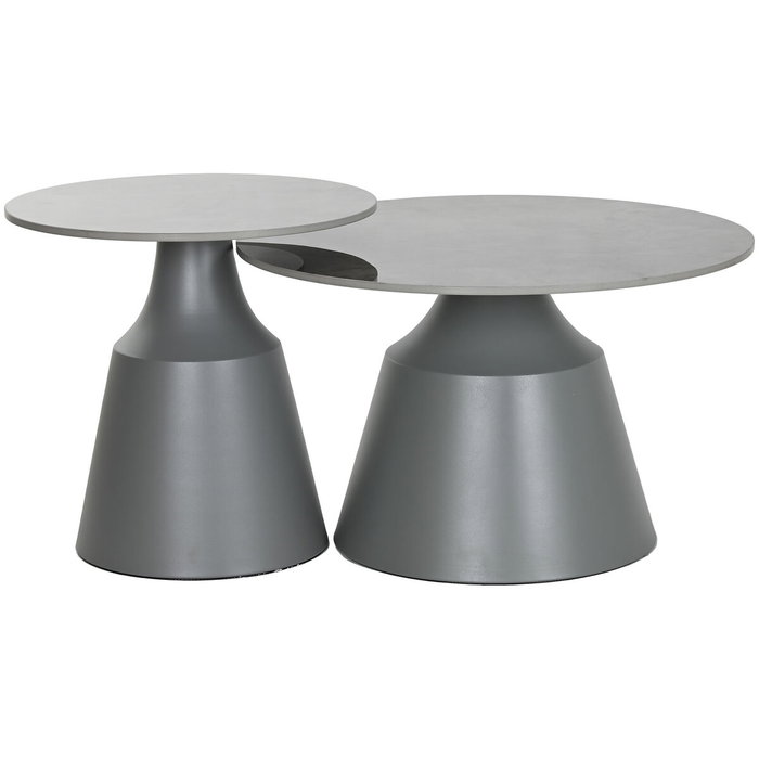 DKD Home Decor Set de 2 Mesitas Auxiliares de Cerámica y Metal Gris