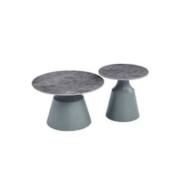 DKD Home Decor Set de 2 Mesitas Auxiliares de Cerámica y Metal Gris