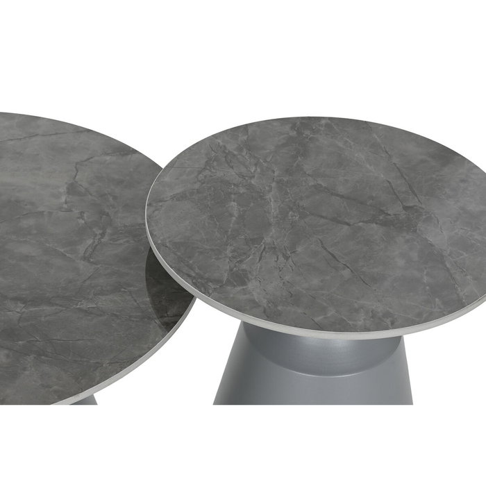 DKD Home Decor Set de 2 Mesitas Auxiliares de Cerámica y Metal Gris