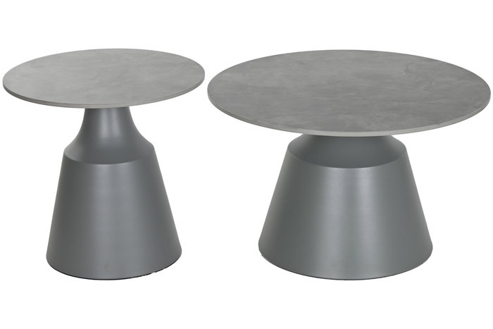 DKD Home Decor Mesita Auxiliar Gris Metal y Cerámica 70 x 43 x 70 cm Set de 2