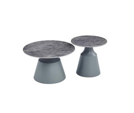 DKD Home Decor Mesita Auxiliar Gris Metal y Cerámica 70 x 43 x 70 cm Set de 2
