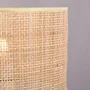 Pakdasht SKD-T1011 Lámpara de Mesa Ratán, Base Metal Blanco, Bombilla E27 no Incluida