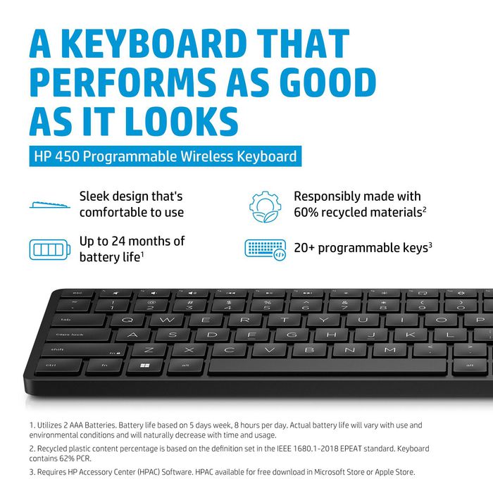 HP HP 450 Teclado Inalámbrico Full-size Negro HP HP 450 Teclado Inalámbrico Full-size Negro