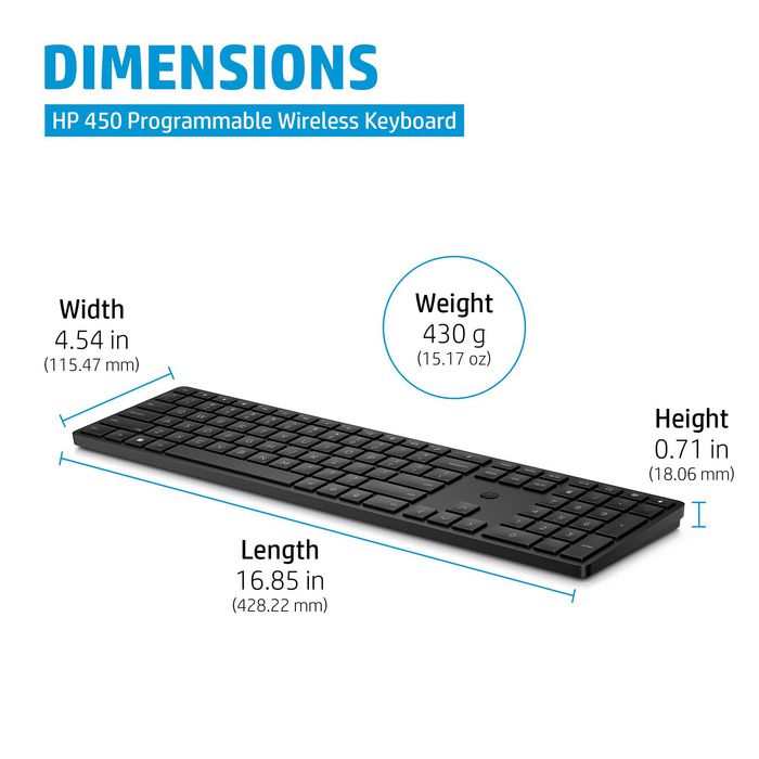 HP HP 450 Teclado Inalámbrico Full-size Negro HP HP 450 Teclado Inalámbrico Full-size Negro