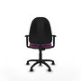 Silla de oficina Algarra con mecanismo Contacto permanente básico tapizada con Similpiel color Morado. Equipada con Base poliamida negra, Brazos 1D y Ruedas de nailon 50 mm
