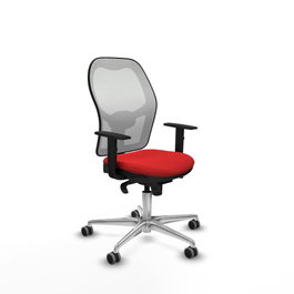 PIQUERAS Y CRESPO Silla de oficina Jorquera roja y blanca con mecanismo sincro
