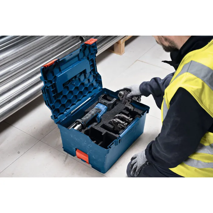 Bosch Professional Crimpadora GPT 18V-19 + Kit RFz12/16/20, Cabezal 360 grados, L-Boxx 238, Sin bateria ni cargador