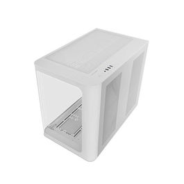 Mars Gaming Caja Ordenador Semitorre Gaming ATX MCFUSIONW Blanca con Cristal Templado Curvado, 4 Ventiladores FRGB, USB-C 3.2 Gen2, Compatible con Refrigeración Líquida