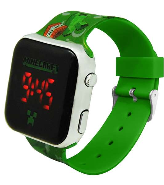 Kids Euroswan Reloj Digital LED Minecraft con Luz para Niños, Funciones Variadas, 3.5 cm, Pilas Incluidas