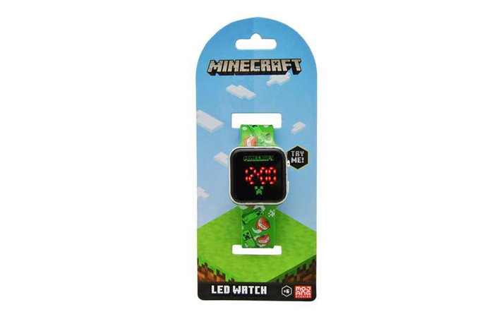 Kids Euroswan Reloj Digital LED Minecraft con Luz para Niños, Funciones Variadas, 3.5 cm, Pilas Incluidas