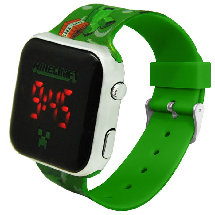 Kids Euroswan Reloj Digital LED Minecraft con Luz para Niños, Funciones Variadas, 3.5 cm, Pilas Incluidas