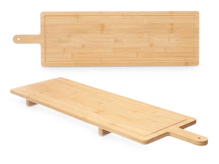 Kinvara Tabla de Bambú Natural XXL para Cortar, Servir o Charcutería, 88 x 26 cm (Ancho x Largo) (Set de 6)