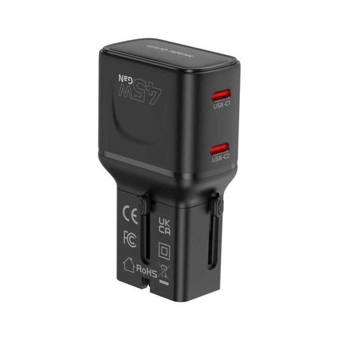 Mobile Origin Adaptador de Viaje GaN 45 W PW26 Negro