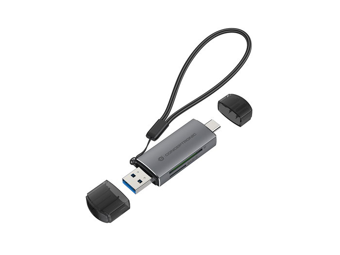 Conceptronic Lector de Tarjetas Externo 2in1 USB-C y USB-A Compatible con SD, SDHC, SDXC, Micro SD/T-Flash, Micro SDHC, Micro SDXC Conceptronic Lector de Tarjetas Externo 2in1 USB-C y USB-A Compatible con SD, SDHC, SDXC, Micro SD/T-Flash, Micro SDHC, Micro SDXC