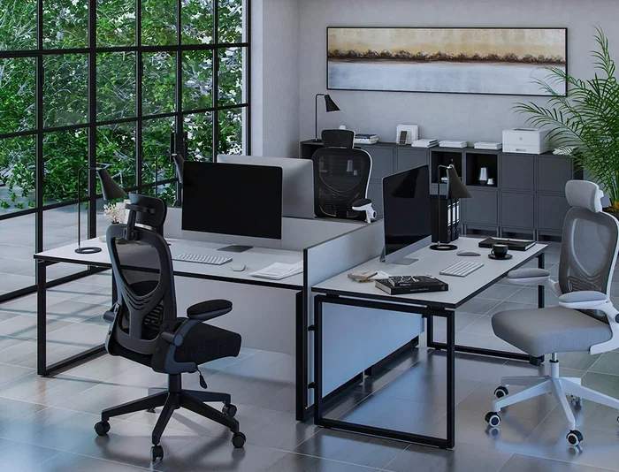 Q-connect Silla Ergonómica de Oficina con Respaldo de Malla Ajustable, Base de Nylon, Color Blanco Gris