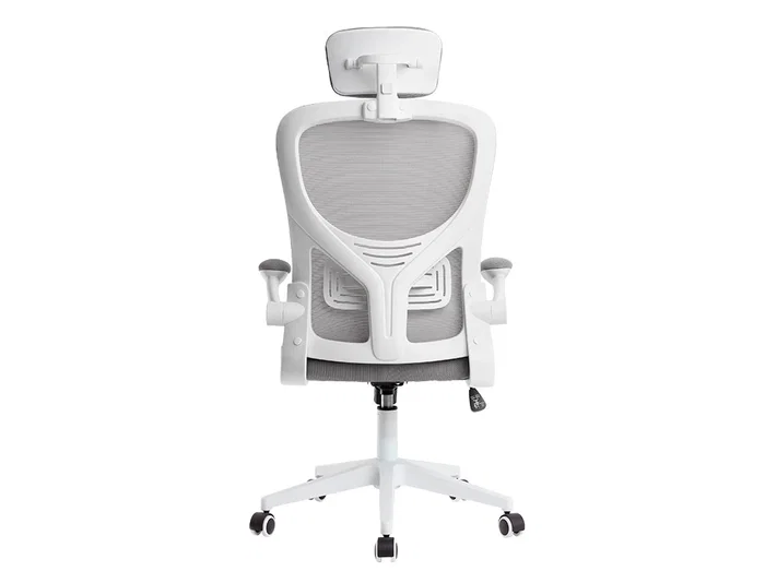 Q-connect Silla Ergonómica de Oficina con Respaldo de Malla Ajustable, Base de Nylon, Color Blanco Gris