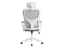 Q-connect Silla Ergonómica de Oficina con Respaldo de Malla Ajustable, Base de Nylon, Color Blanco Gris