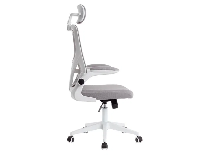 Q-connect Silla Ergonómica de Oficina con Respaldo de Malla Ajustable, Base de Nylon, Color Blanco Gris