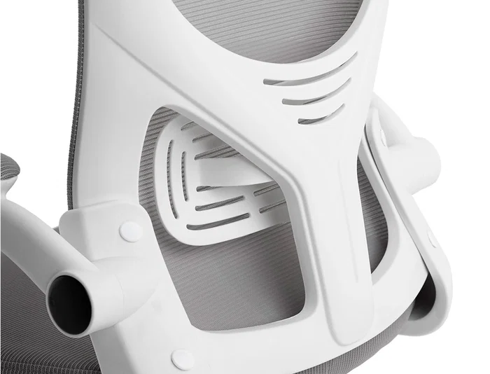 Q-connect Silla Ergonómica de Oficina con Respaldo de Malla Ajustable, Base de Nylon, Color Blanco Gris