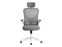 Q-connect Silla Ergonómica de Oficina con Respaldo de Malla Ajustable, Base de Nylon, Color Blanco Gris