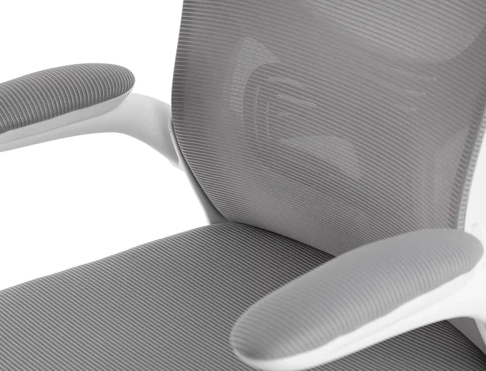 Q-connect Silla Ergonómica de Oficina con Respaldo de Malla Ajustable, Base de Nylon, Color Blanco Gris