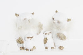 Figura Navidad Moderna DKD Home Decor Blanco Dorado 7 x 10 x 7.5 cm (12 Unidades)