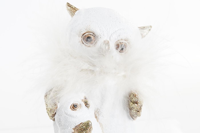 DKD Home Decor Figura Navidad Moderna Blanco Dorado Resina 7.5 x 7 x 10 cm (2 Unidades)