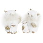 DKD Home Decor Figura de Búho en Resina, Pack de 2, Blanco y Dorado