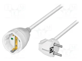 LogiLink Cable de extensión de alimentación CEE 7/7 (90°) a CEE 7/3, 5 m, blanco
