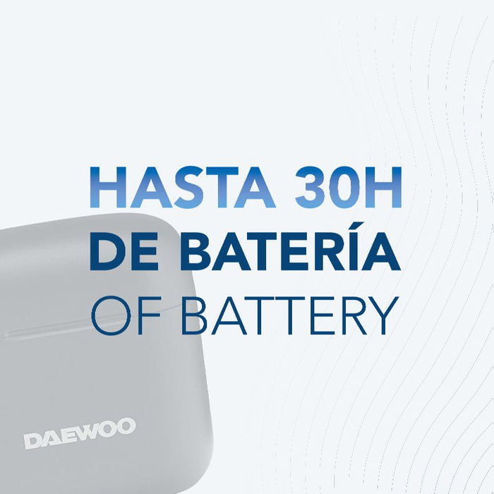 DAEWOO Auriculares Inalámbricos TWS Bluetooth 5.4 Negro con Indicador de Carga, Batería 40mAh (auricular) y 650mAh (estuche)