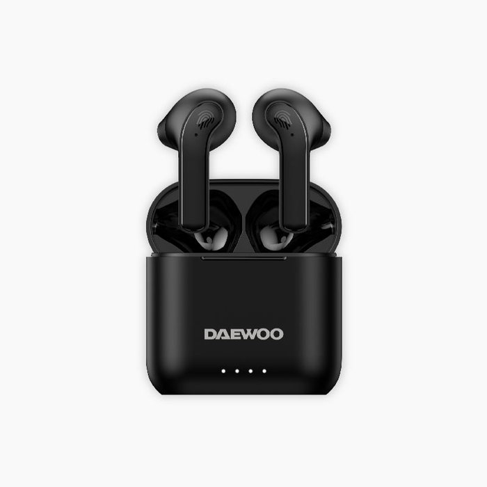 Daewoo Auriculares TWS Bluetooth 5.4 Negro con Indicador de Carga, Batería 40mAh + 650mAh