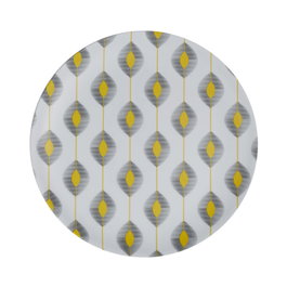 Home Deco Factory Plato Postre de Melamina Colección Zeste con Diseño de Limones y Hojas - Diámetro 20 cm