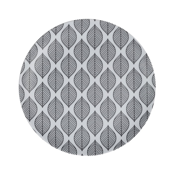 Home Deco Factory Plato Postre de Melamina Colección Zeste con Diseño de Limones y Hojas - Diámetro 20 cm