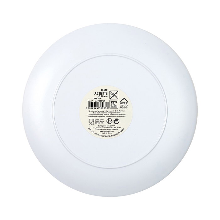 Home Deco Factory Plato Postre de Melamina Colección Zeste con Diseño de Limones y Hojas - Diámetro 20 cm
